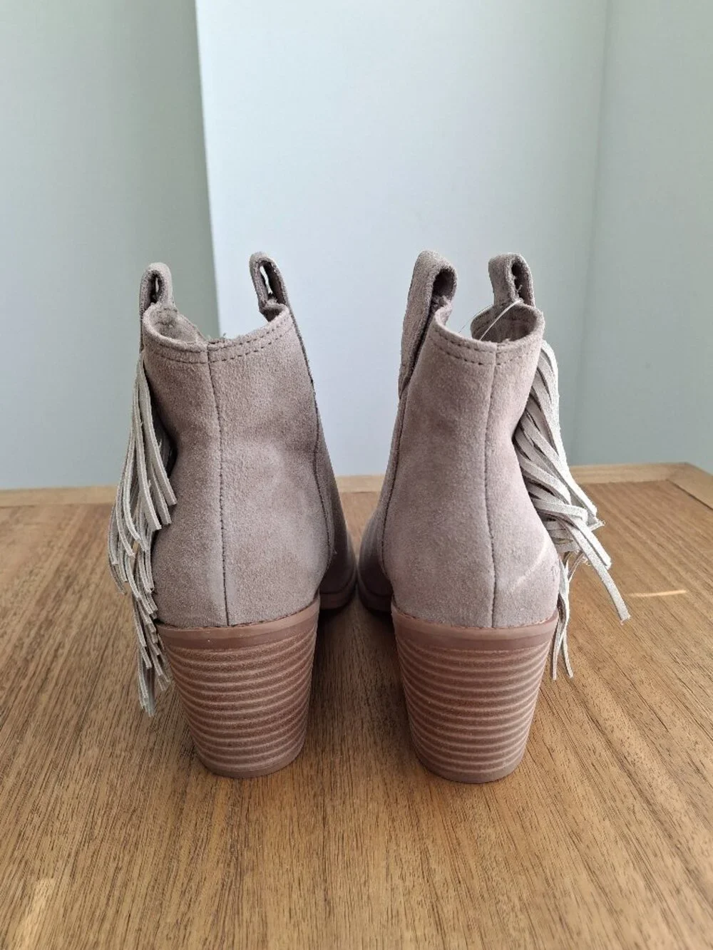 (New) Toms – Constance Heeled‎ Ankle Boots (Dune Suede/Fringe) / Women's 7.5